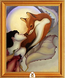 "Девушка и лиса на фоне луны" Арт."МЖ0069"