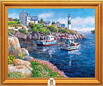 "Пейзаж с морем, лодками и маяком" Арт."МЖ0176"