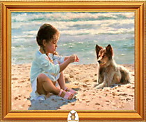 "Девочка сидит на берегу с собакой" Арт."МЖ0685"