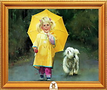 "Девочка идет под зонтом с собакой" Арт."МЖ0772"