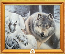 "Волк смотрит из-за дерева в снегу" Арт."МЖ0836"