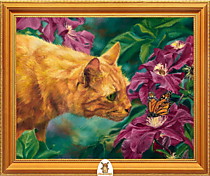 "Рыжий кот смотрит на бабочку" Арт."МЖ0964"