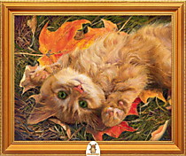 "Рыжий кот лежит на осенней листве" Арт."МЖ0966"