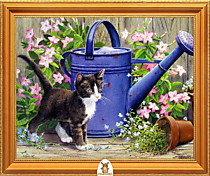 "Котенок на фоне лейки и цветов" Арт."МЖ0978"
