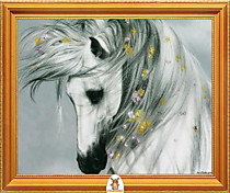 "Белая лошадь с украшенной цветами гривой" Арт."МЖ0985"