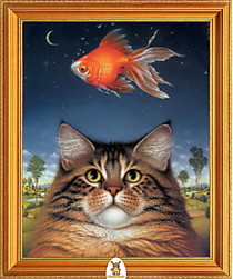 "Пушистый кот мечтает о золотой рыбке" Арт."МЖ0992"