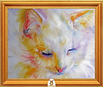 "Белый котик с разноцветной шерстью" Арт."МЖ1072"