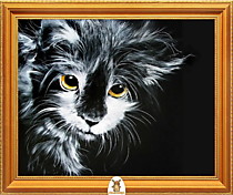 "Черно-белый котик с желтыми глазами" Арт."МЖ1075"