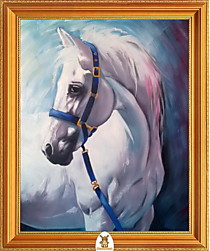 "Белая лошадь с синей сбруей" Арт."МЖ1120"