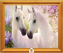 "Две белые лошади в нежных цветах" Арт."МЖ1130"
