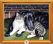 "Кот и черная собака лежат" Арт."МЖ1157"