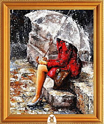 "Девушка в красном платье под зонтом" Арт."МЖ1356"