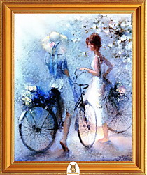 "Девушка в белом платье на велосипеде" Арт."МЖ1365"