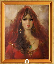 "Девушка с покрытой красным платком головой" Арт."МЖ1377"