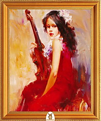 "Девушка в красном платье со скрипкой" Арт."МЖ1415"