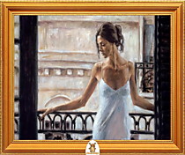 "Девушка стоит на балконе в белом платье" Арт."МЖ1424"