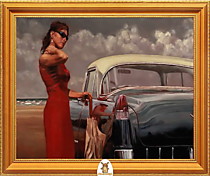 "Девушка в красном платье около машины" Арт."МЖ1428"