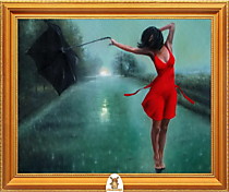 "Девушка в красном платье стоит на дороге" Арт."МЖ1433"