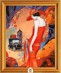 "Женщина  в красном смотрит на Лондон" Арт."МЖ1437"
