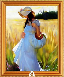 "Девушка гуляет на лугу в белом платье" Арт."МЖ1442"