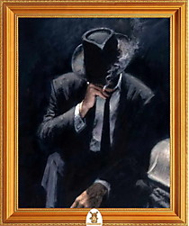 "Мужчина в черной шляпе курит" Арт."МЖ1475"