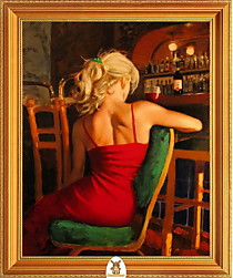 "Девушка в красном платье на стуле" Арт."МЖ1497"
