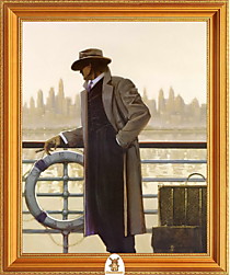 "Мужчина в шляпе стоит на фоне города" Арт."МЖ1535"