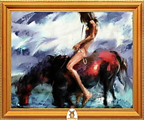 "Девушка сидит на лошади в воде" Арт."МЖ1548"