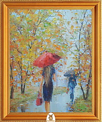 "Девушка идет по парку с зонтом" Арт."МЖ1550"