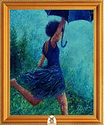 "Девушка в синем бежит под дождем" Арт."МЖ1628"