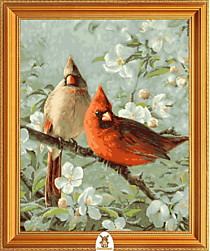 "Две птицы на весеннем дереве" Арт."МЖ1860"