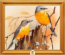 "Две серо-желтые птички" Арт."МЖ1966"