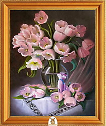"Розовые тюльпаны в прозрачной вазе" Арт."МЖ2141"
