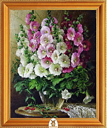 "Букет белых и розовых цветов в стеклянной вазе" Арт."МЖ2161"