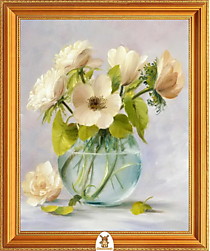 "Белые цветы в стеклянной вазе" Арт."МЖ2320"