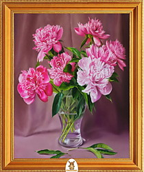 "Пионы розовые на розовом фоне в вазе" Арт."МЖ2388"