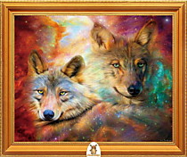"Два волка на разноцветном фоне" Арт."МЖ2643"
