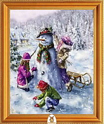 "Дети лепят снеговика в лесу" Арт."МЖ2861"